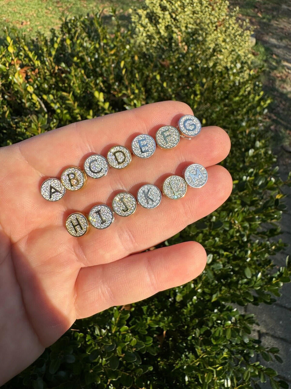 MOISSANITE A-Z Initial Letter Earrings - 14k Gold Vermeil Or 925 Silver - 10mm