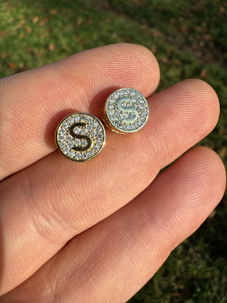 MOISSANITE A-Z Initial Letter Earrings - 14k Gold Vermeil Or 925 Silver - 10mm