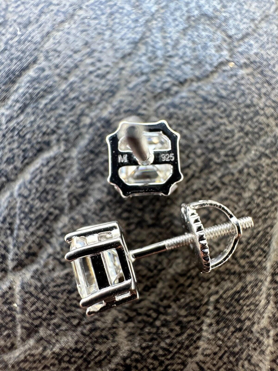 MOISSANITE Asscher Cut Square Solitaire Stud Earrings - 925 Silver - 4mm-8mm - 0.7-6ct