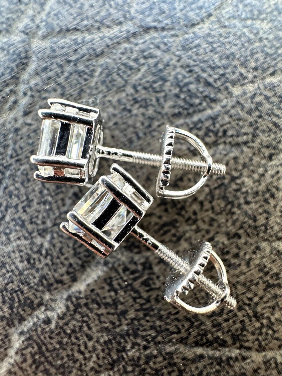 MOISSANITE Asscher Cut Square Solitaire Stud Earrings - 925 Silver - 4mm-8mm - 0.7-6ct