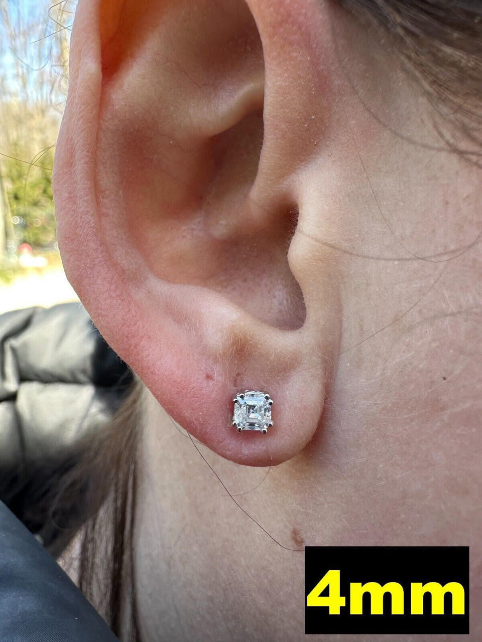 MOISSANITE Asscher Cut Square Solitaire Stud Earrings - 925 Silver - 4mm-8mm - 0.7-6ct