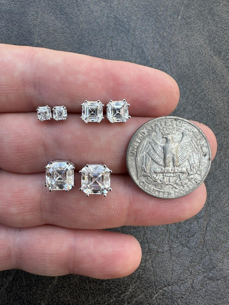 MOISSANITE Asscher Cut Square Solitaire Stud Earrings - 925 Silver - 4mm-8mm - 0.7-6ct