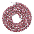 Pink MOISSANITE Tennis Chain Necklace Iced Out - 925 Silver - 5mm - 16"-28"