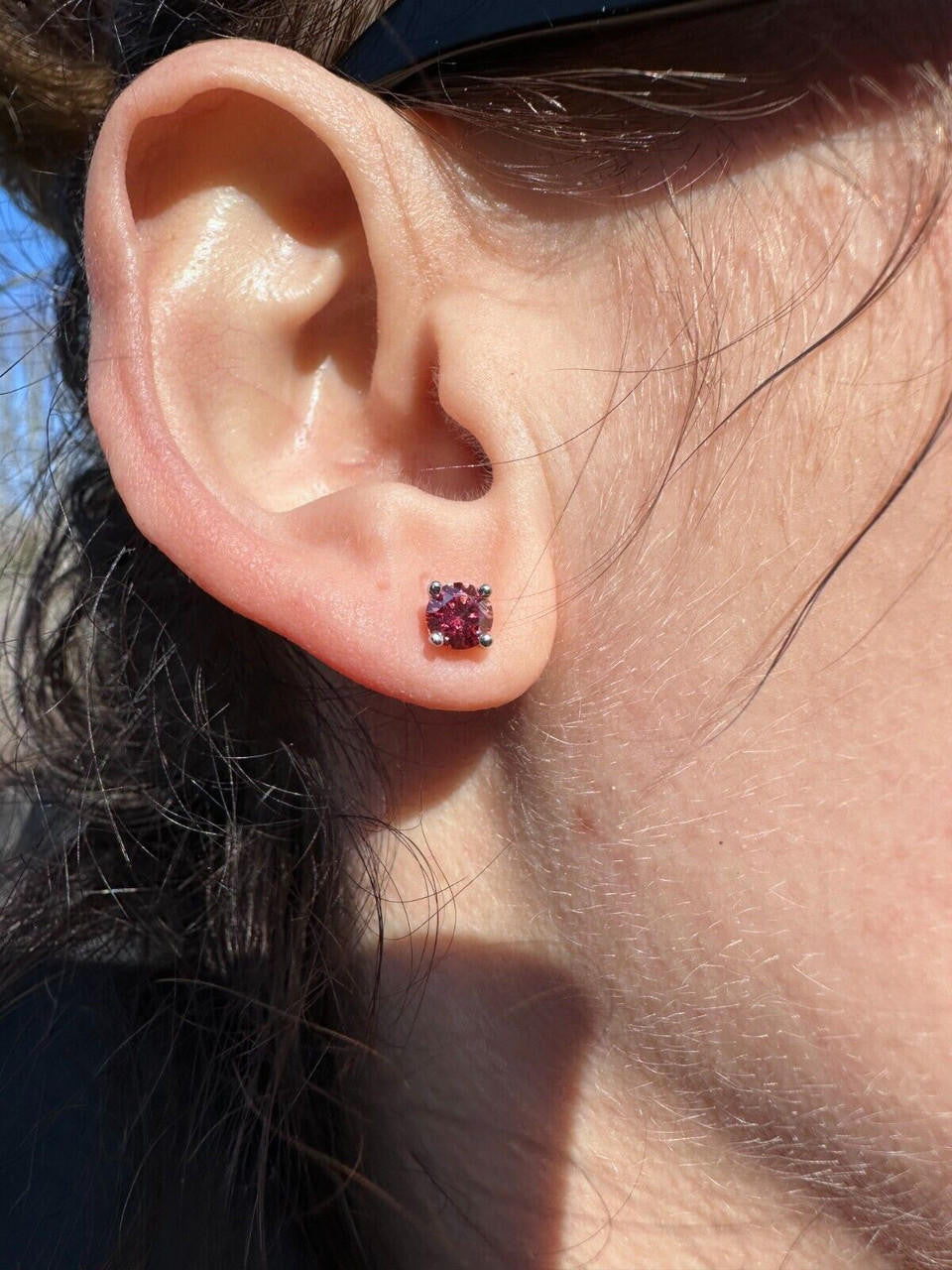 Pink MOISSANITE Solitaire Stud Earrings - 925 Silver - 3mm-8mm - 0.2-4ct
