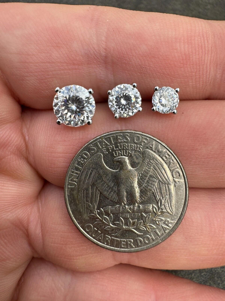 MOISSANITE Portuguese Cut - 100 Facets Each Stone - Solitaire Stud Earrings - 925 Silver - 5mm-8mm - 1-4ct