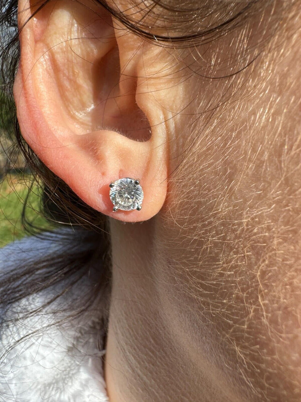 MOISSANITE Portuguese Cut - 100 Facets Each Stone - Solitaire Stud Earrings - 925 Silver - 5mm-8mm - 1-4ct