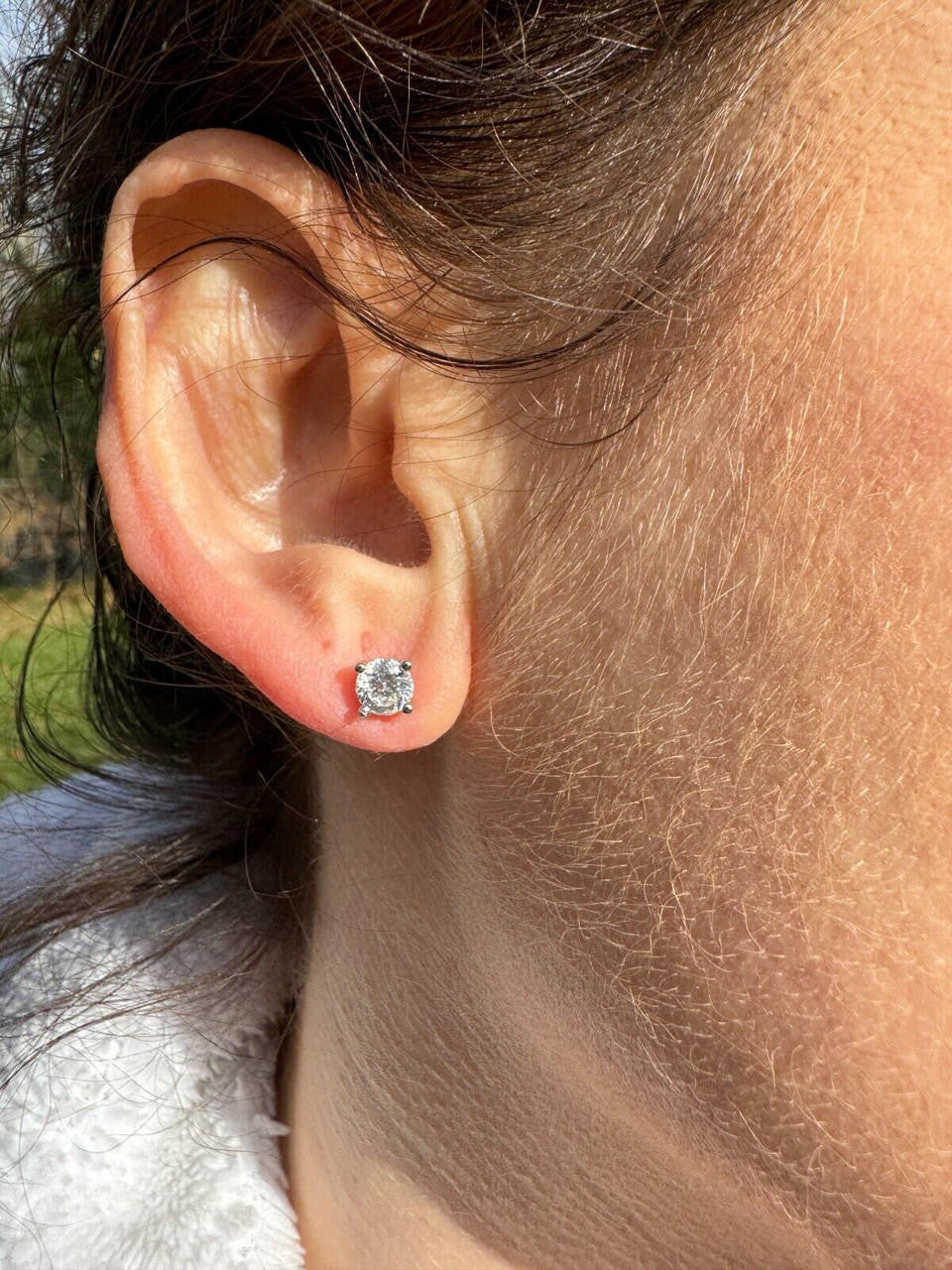 MOISSANITE Portuguese Cut - 100 Facets Each Stone - Solitaire Stud Earrings - 925 Silver - 5mm-8mm - 1-4ct