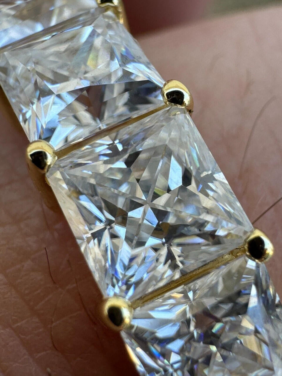 MOISSANITE Full Eternity Princess Cut (Square) Band Wedding Ring - 14k Gold Vermeil 925 Silver - 2mm-5mm