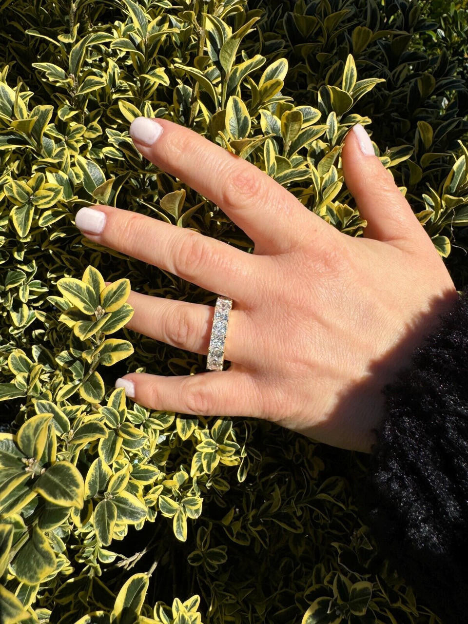 MOISSANITE Full Eternity Princess Cut (Square) Band Wedding Ring - 14k Gold Vermeil 925 Silver - 2mm-5mm