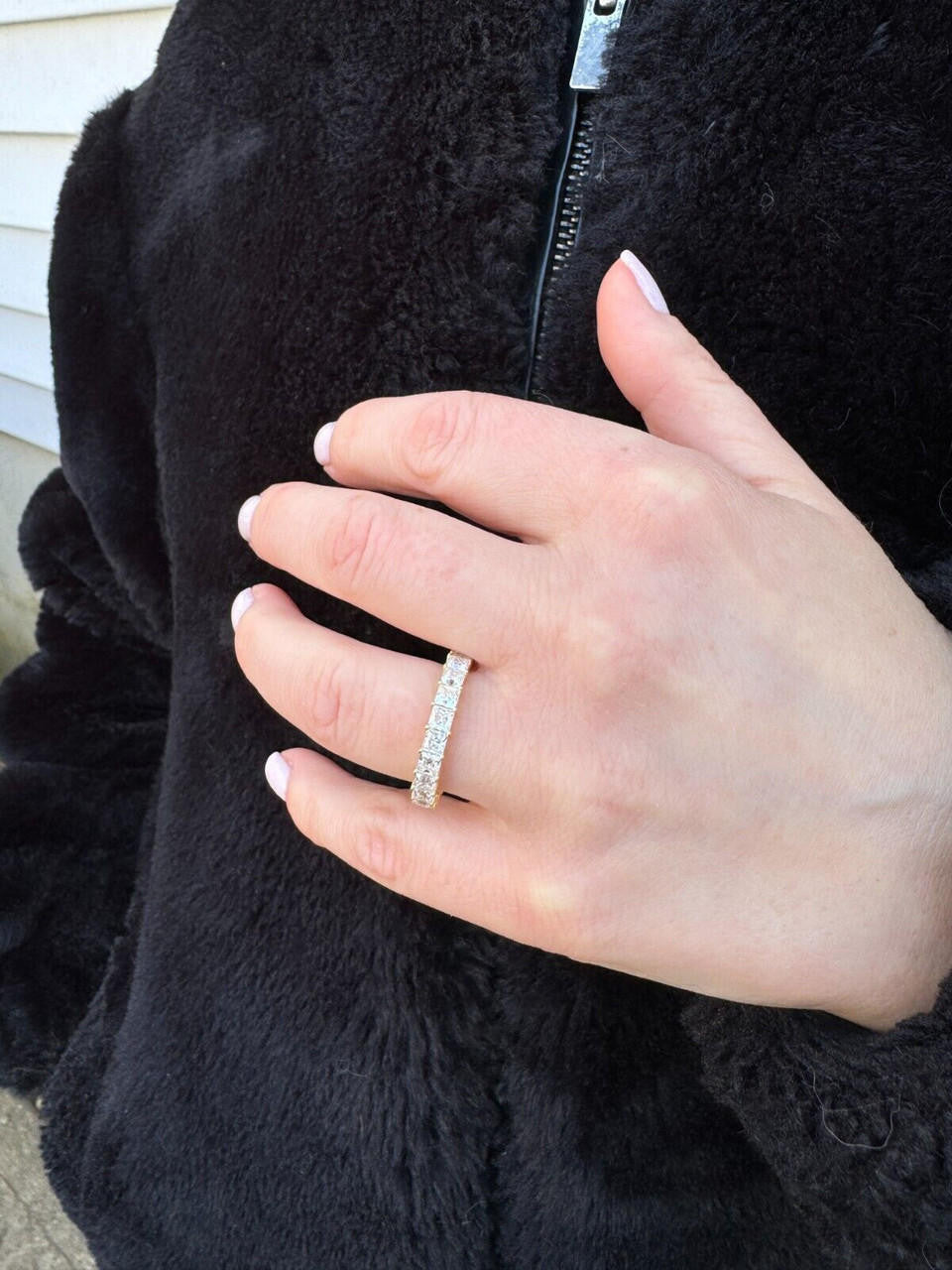 MOISSANITE Full Eternity Princess Cut (Square) Band Wedding Ring - 14k Gold Vermeil 925 Silver - 2mm-5mm