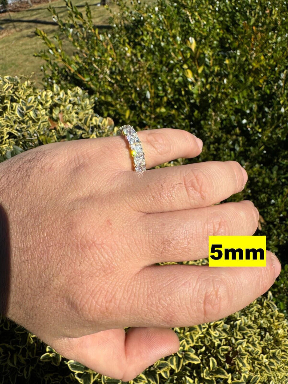 MOISSANITE Full Eternity Princess Cut (Square) Band Wedding Ring - 14k Gold Vermeil 925 Silver - 2mm-5mm