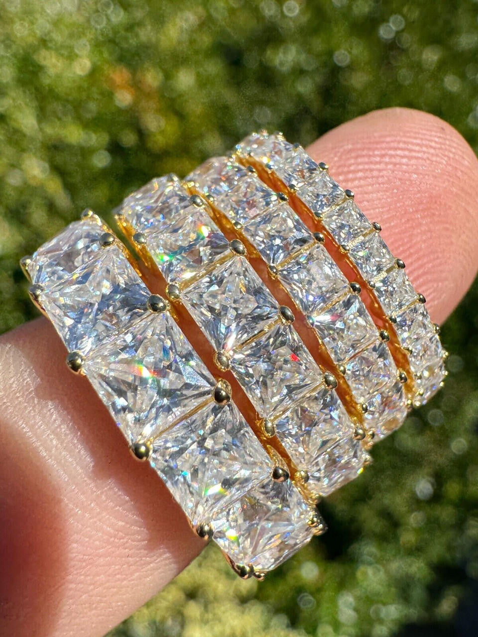 MOISSANITE Full Eternity Princess Cut (Square) Band Wedding Ring - 14k Gold Vermeil 925 Silver - 2mm-5mm