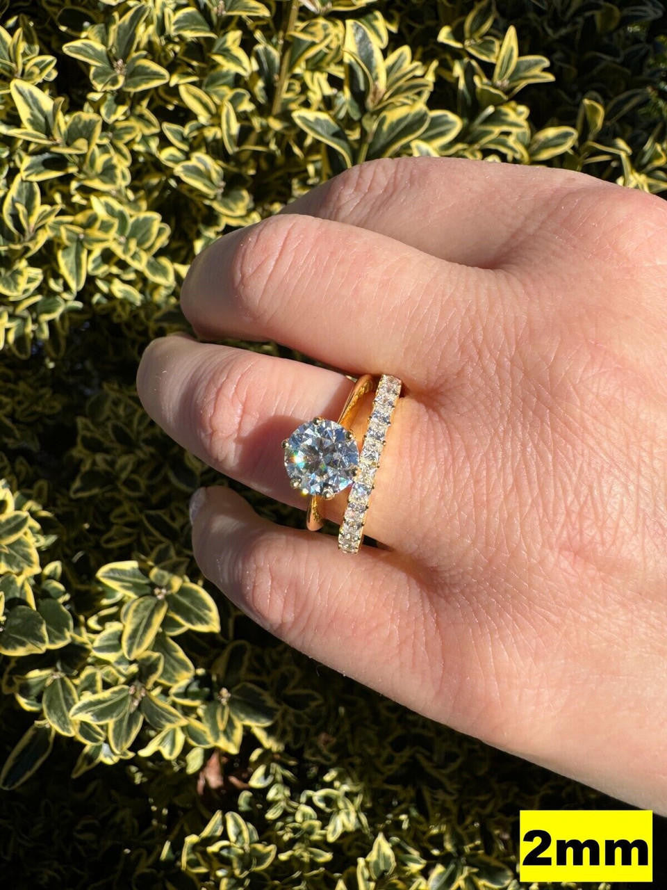 MOISSANITE Full Eternity Princess Cut (Square) Band Wedding Ring - 14k Gold Vermeil 925 Silver - 2mm-5mm