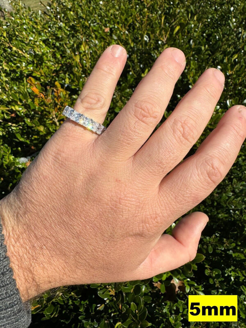 MOISSANITE Full Eternity Princess Cut (Square) Band Wedding Ring - 925 Silver - 2mm-5mm