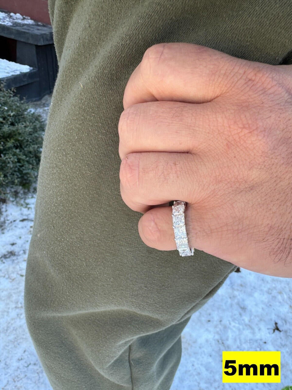 MOISSANITE Full Eternity Princess Cut (Square) Band Wedding Ring - 925 Silver - 2mm-5mm