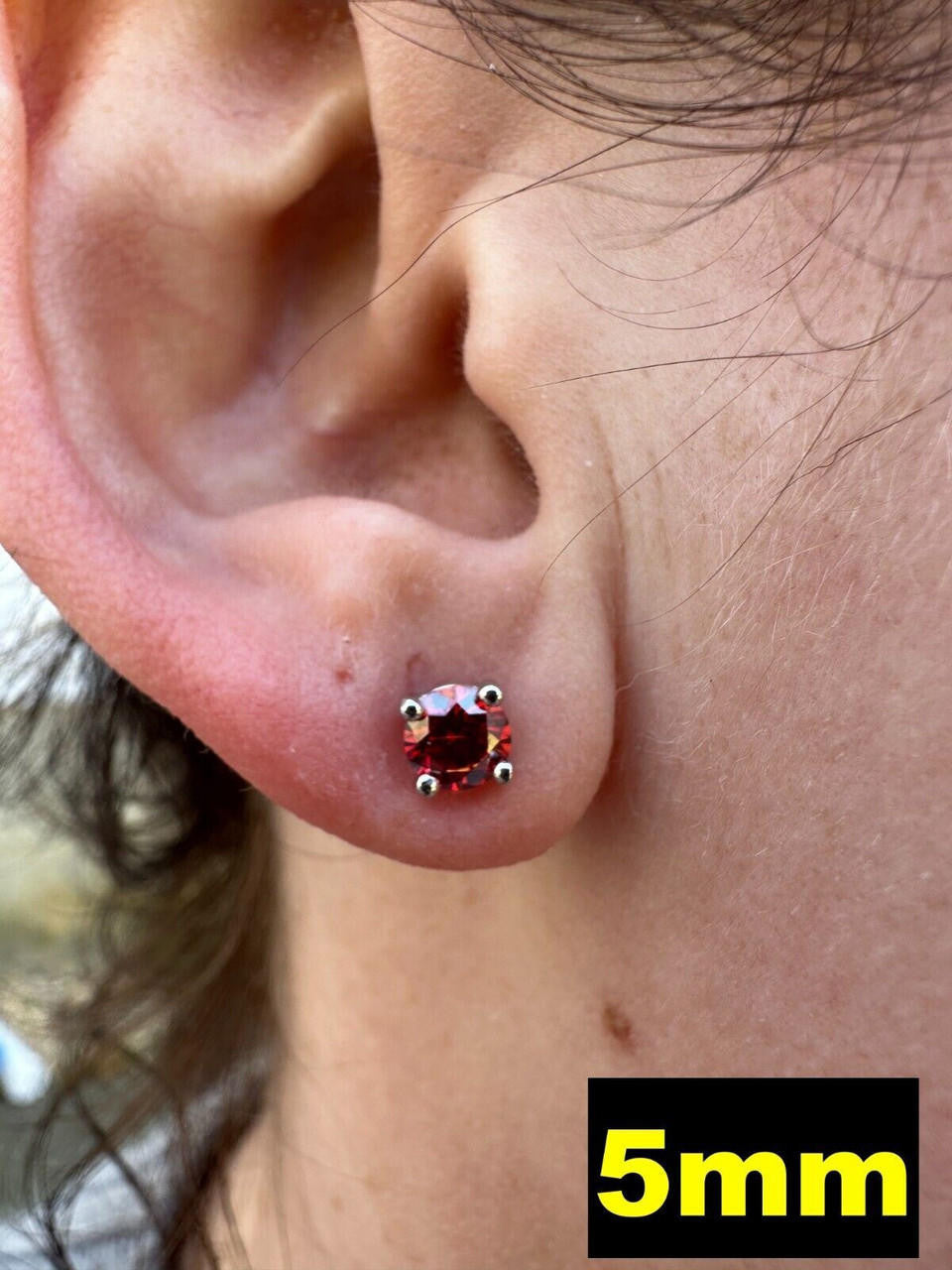 Red MOISSANITE Solitaire Stud Earrings - 925 Silver - 3mm-8mm - 0.2-4ct