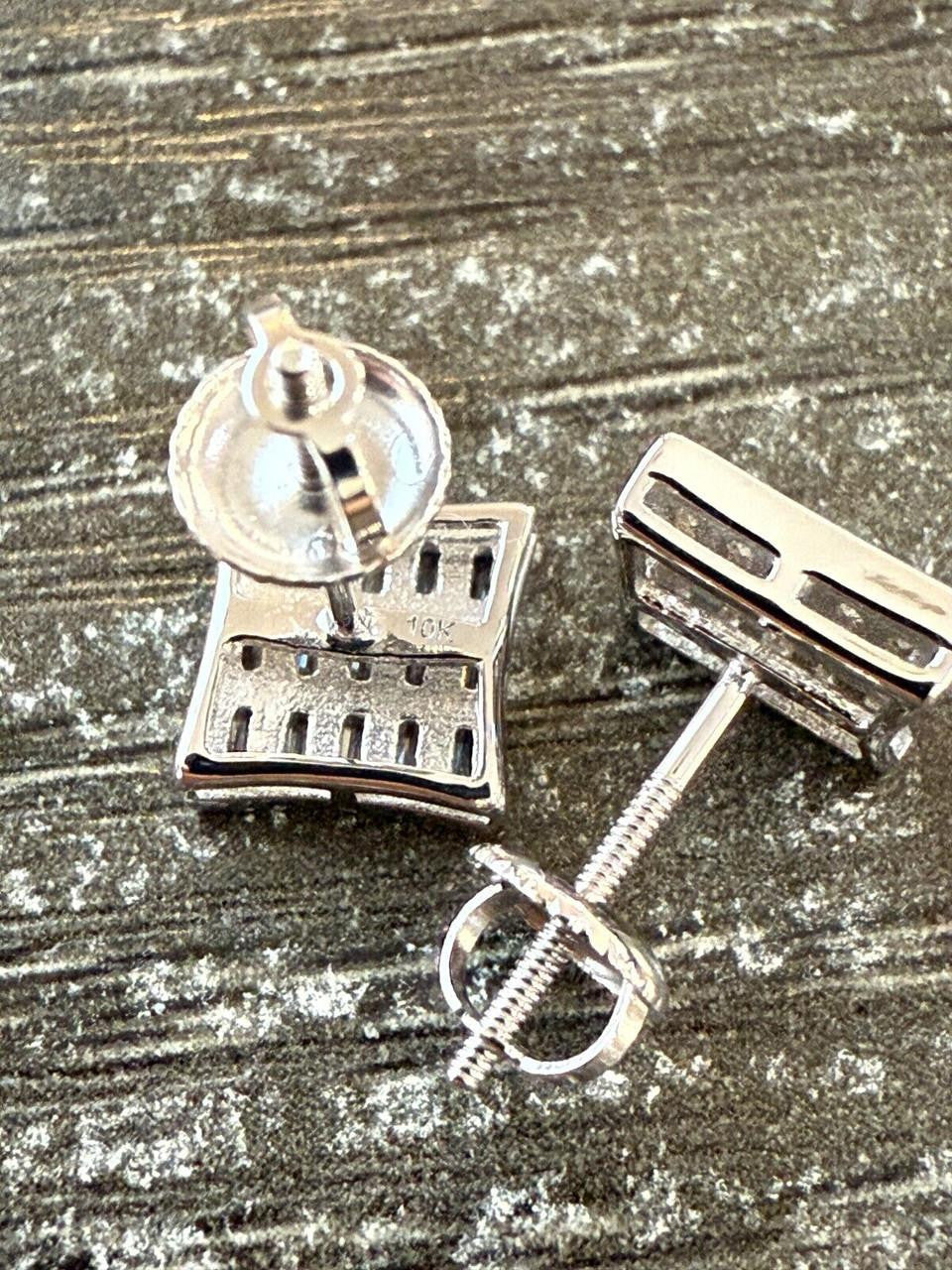 MOISSANITE Modern Baguette Kite Iced Out Earrings - 10k White Gold - 8mm