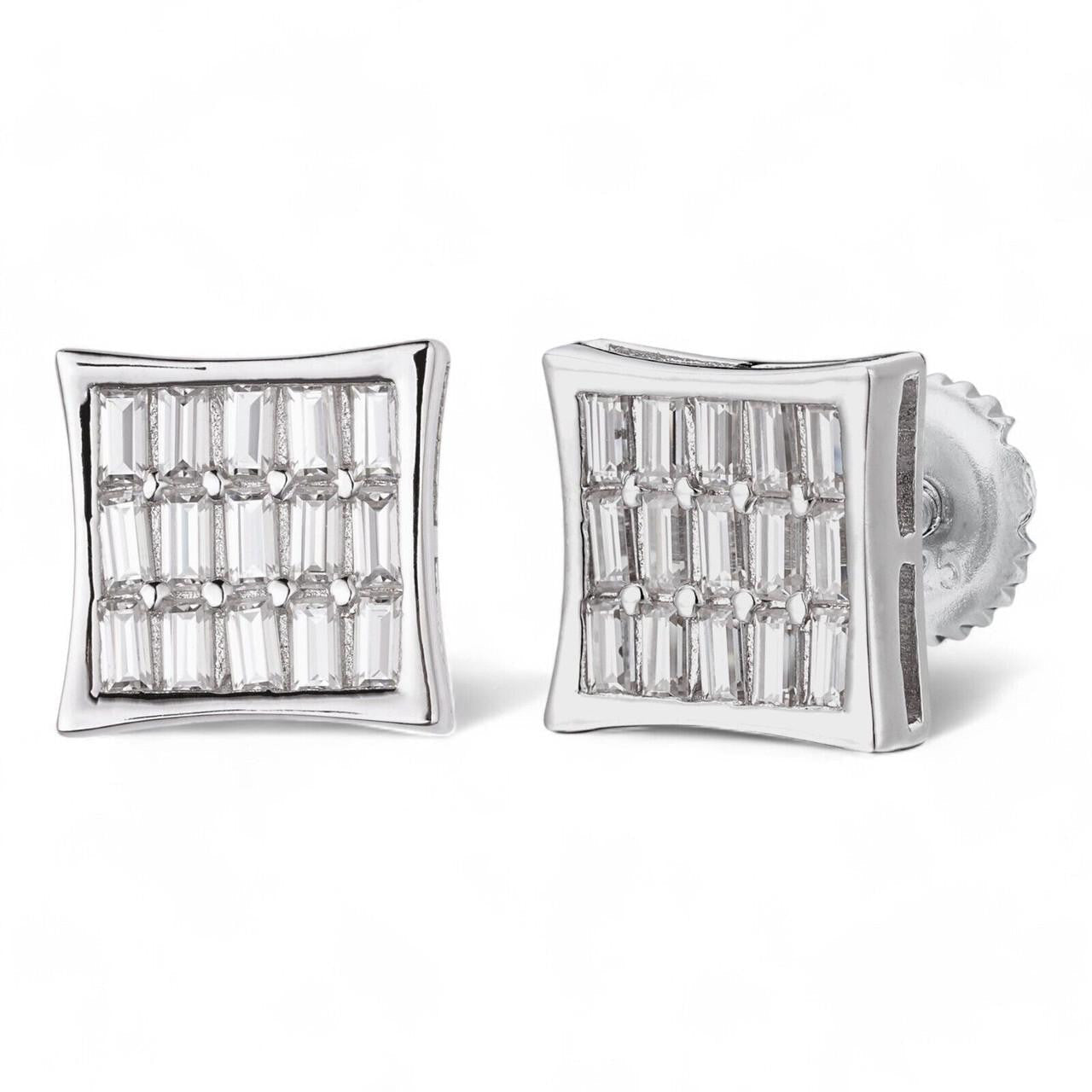 MOISSANITE Modern Baguette Kite Iced Out Earrings - 10k White Gold - 8mm