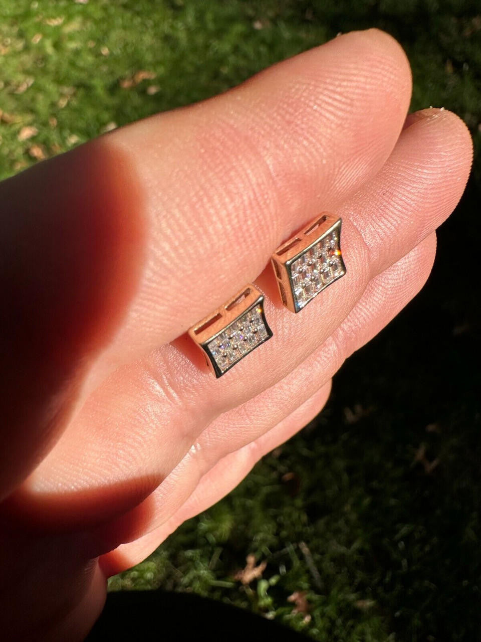 MOISSANITE Modern Baguette Kite Iced Out Earrings - 10k Yellow Gold - 8mm