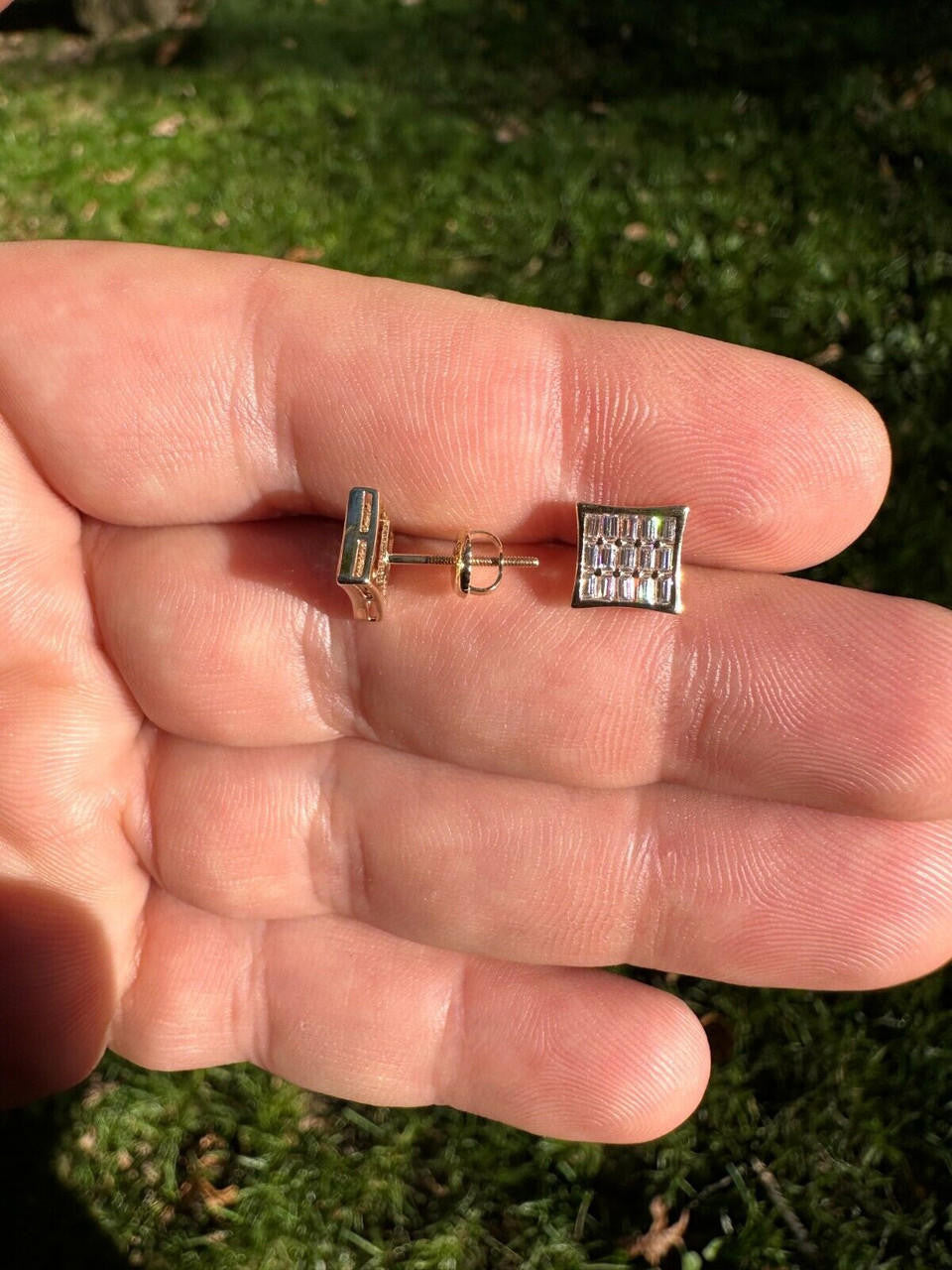 MOISSANITE Modern Baguette Kite Iced Out Earrings - 10k Yellow Gold - 8mm