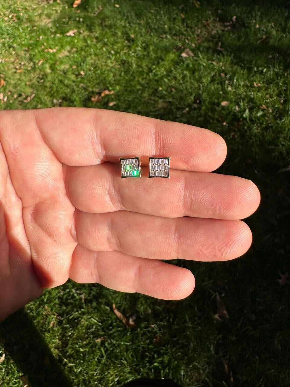 MOISSANITE Modern Baguette Kite Iced Out Earrings - 10k Yellow Gold - 8mm