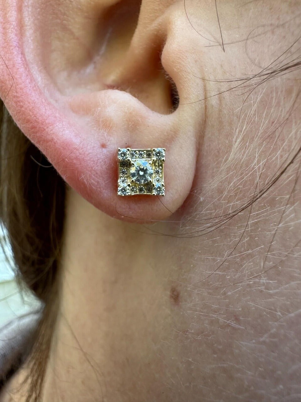 MOISSANITE Golden Knight Kite Iced Out Earrings - 10k Yellow Gold - 6.5mm