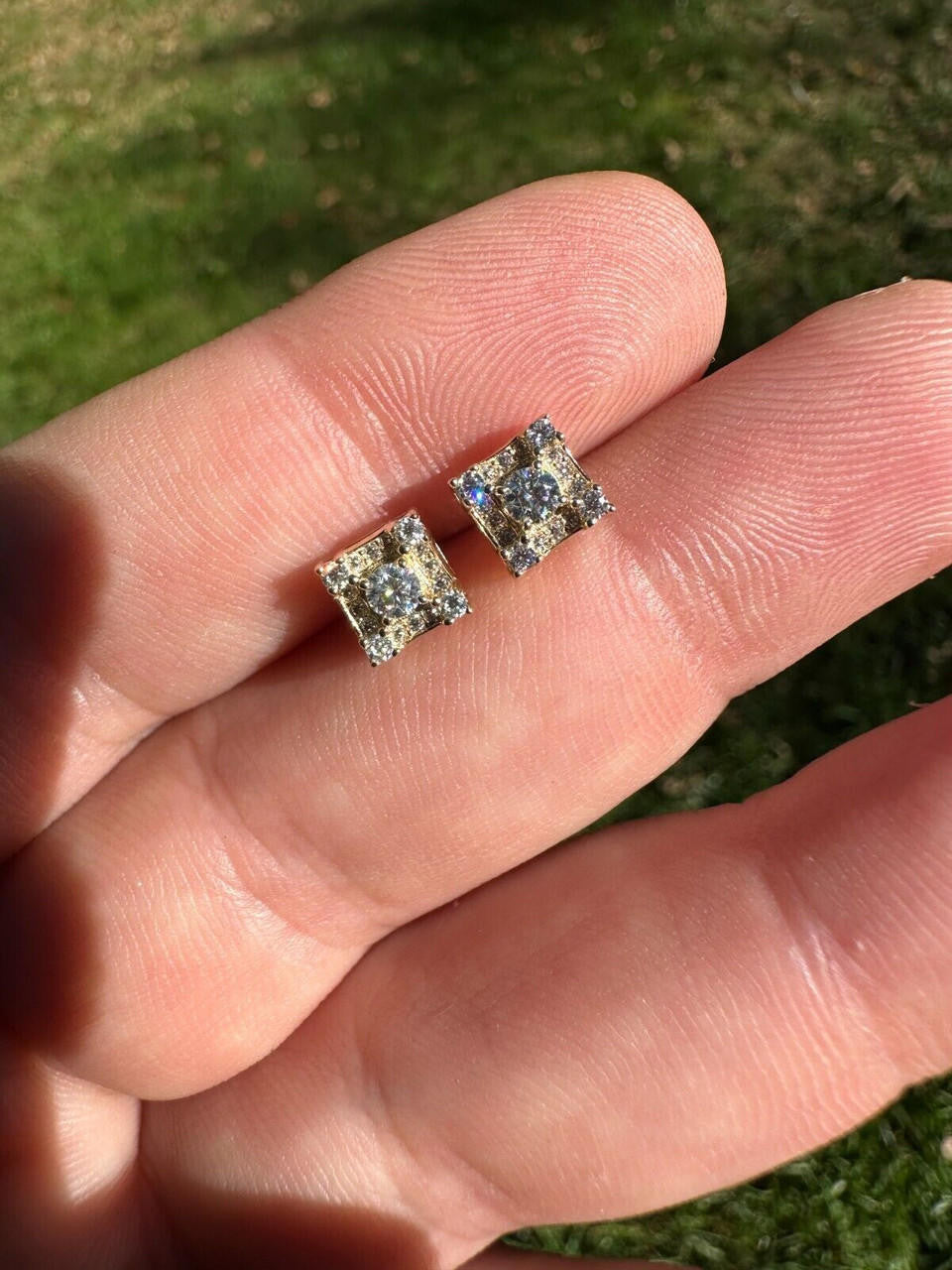 MOISSANITE Golden Knight Kite Iced Out Earrings - 10k Yellow Gold - 6.5mm