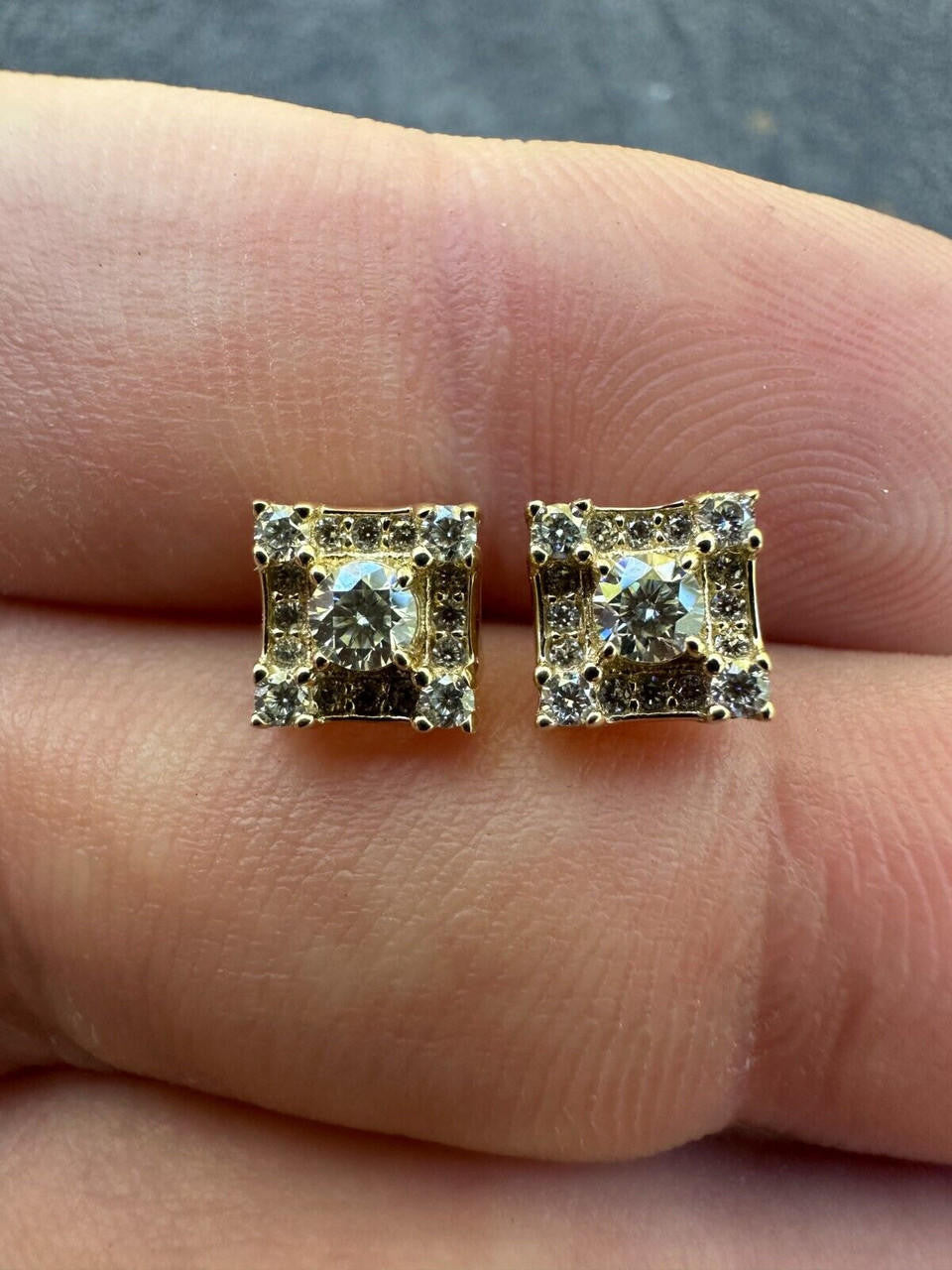 MOISSANITE Golden Knight Kite Iced Out Earrings - 10k Yellow Gold - 6.5mm
