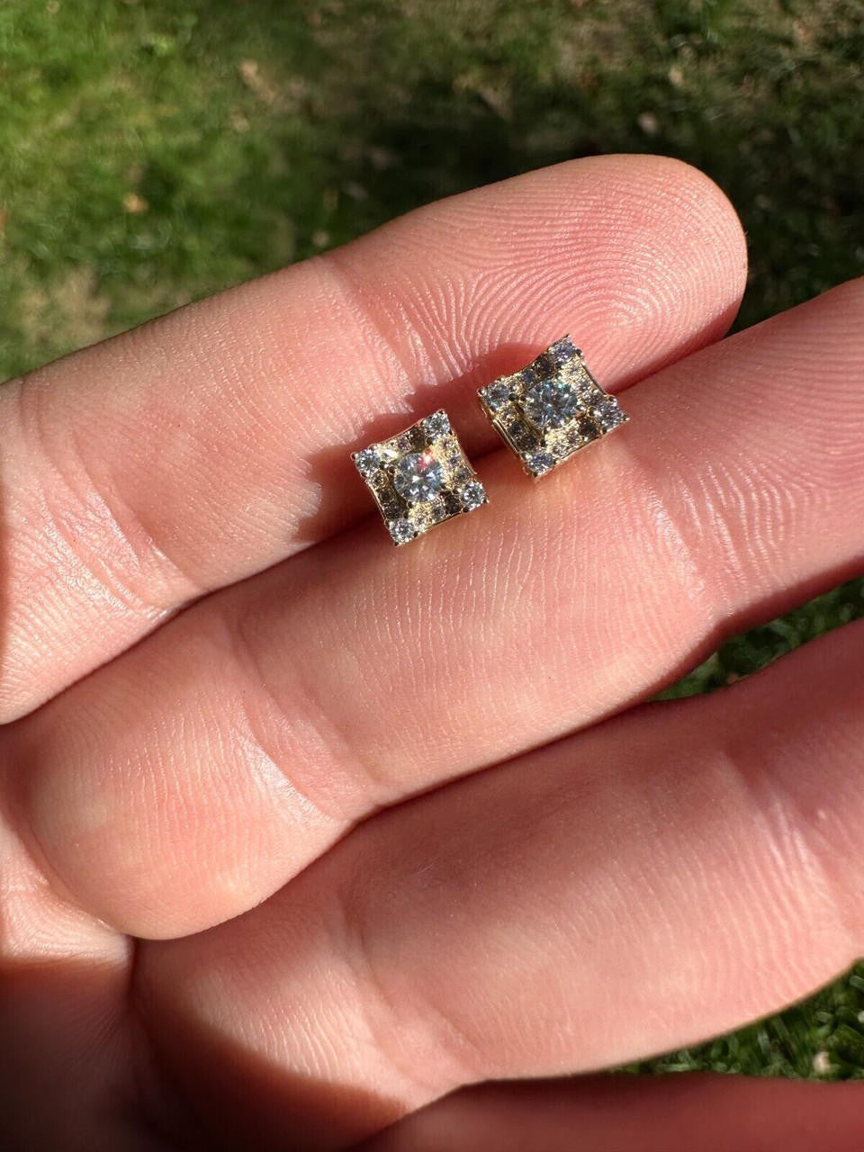 MOISSANITE Golden Knight Kite Iced Out Earrings - 10k Yellow Gold - 6.5mm