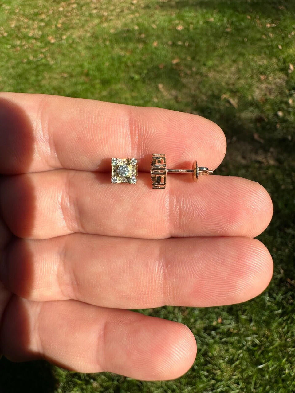 MOISSANITE Golden Knight Kite Iced Out Earrings - 10k Yellow Gold - 6.5mm