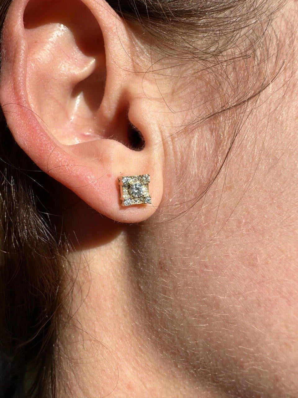 MOISSANITE Golden Knight Kite Iced Out Earrings - 10k Yellow Gold - 6.5mm