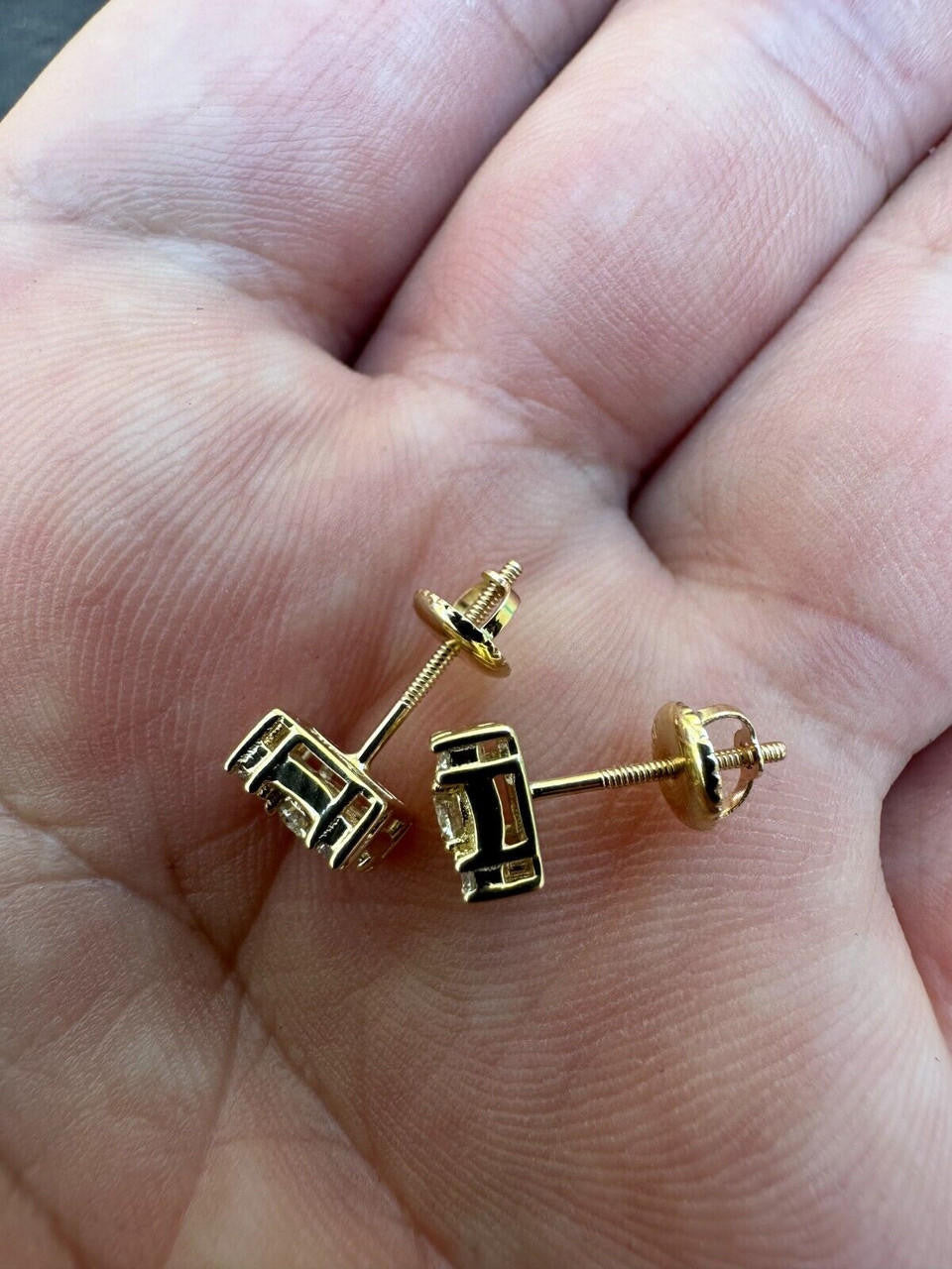 MOISSANITE Golden Knight Kite Iced Out Earrings - 10k Yellow Gold - 6.5mm