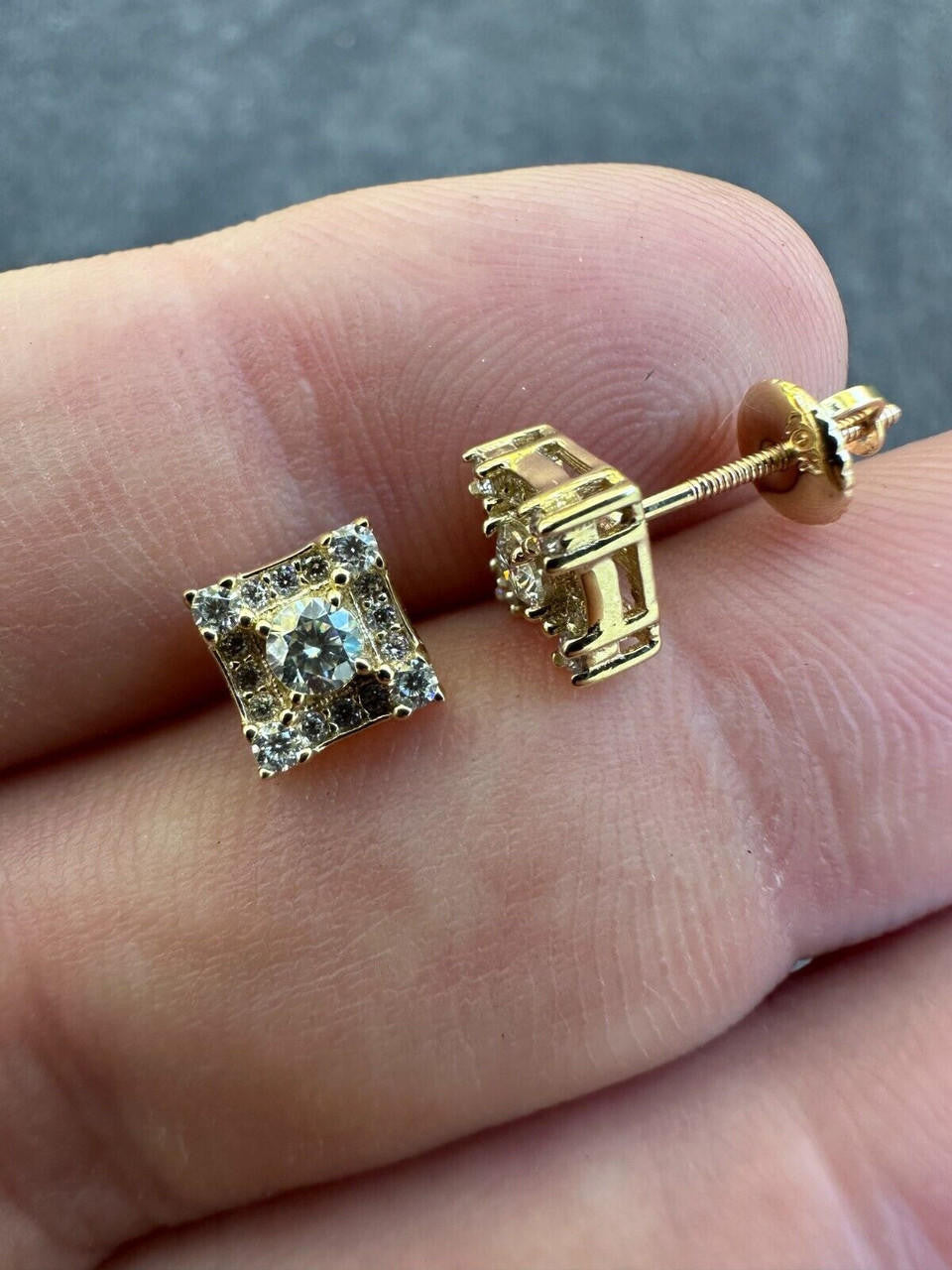 MOISSANITE Golden Knight Kite Iced Out Earrings - 10k Yellow Gold - 6.5mm