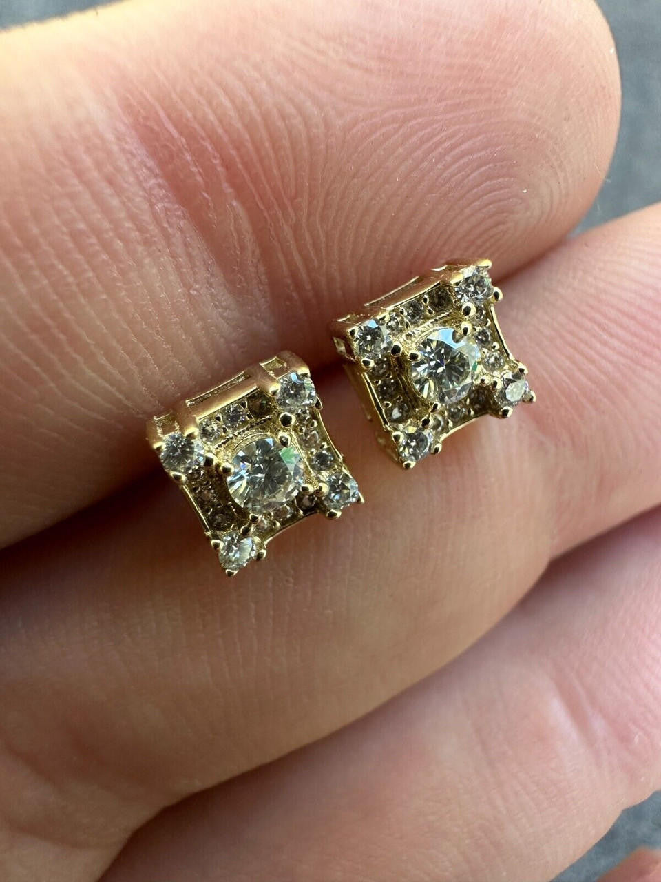 MOISSANITE Golden Knight Kite Iced Out Earrings - 10k Yellow Gold - 6.5mm