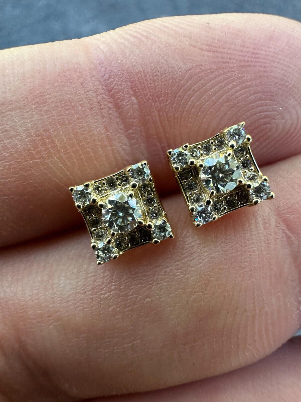 MOISSANITE Golden Knight Kite Iced Out Earrings - 10k Yellow Gold - 6.5mm
