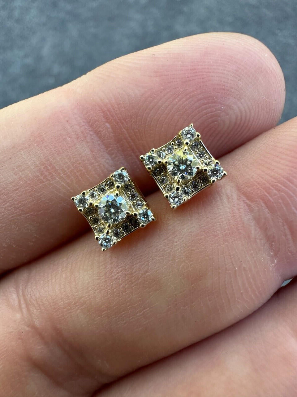 MOISSANITE Golden Knight Kite Iced Out Earrings - 10k Yellow Gold - 6.5mm