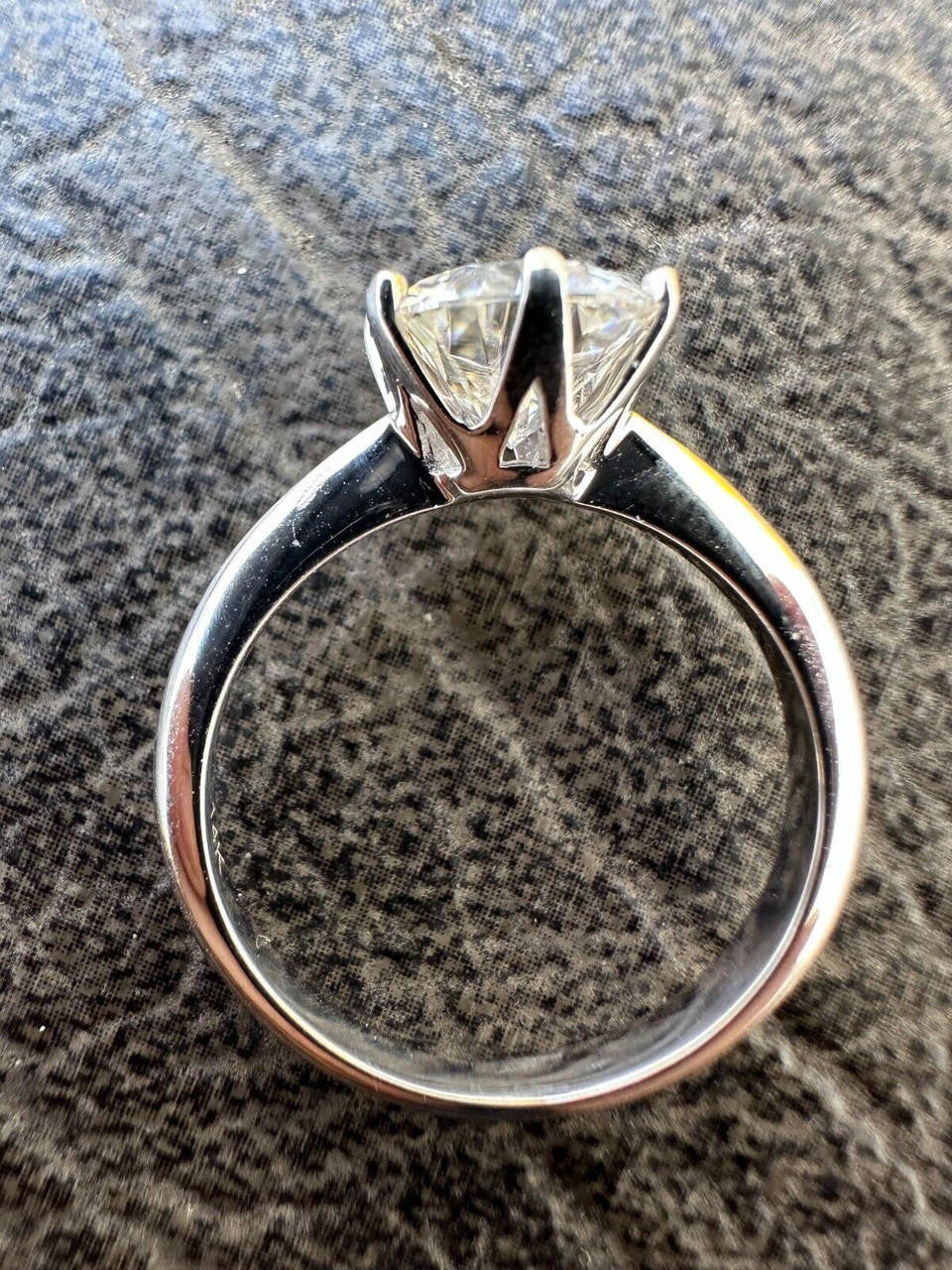 MOISSANITE Classic Solitaire Engagement Ring - 14k White Gold - 2ct