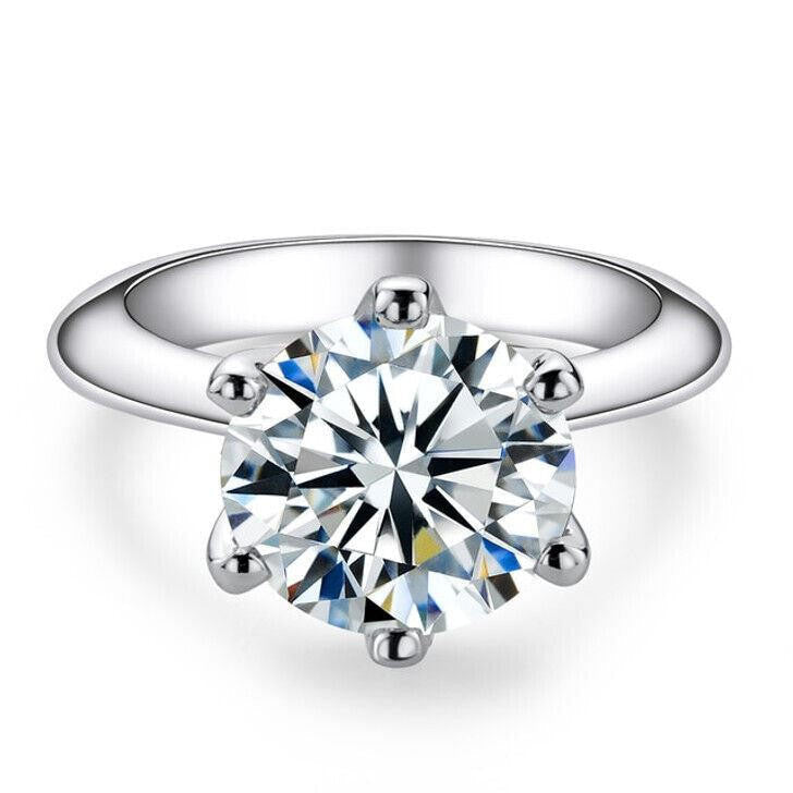 MOISSANITE Classic Solitaire Engagement Ring - 14k White Gold - 2ct
