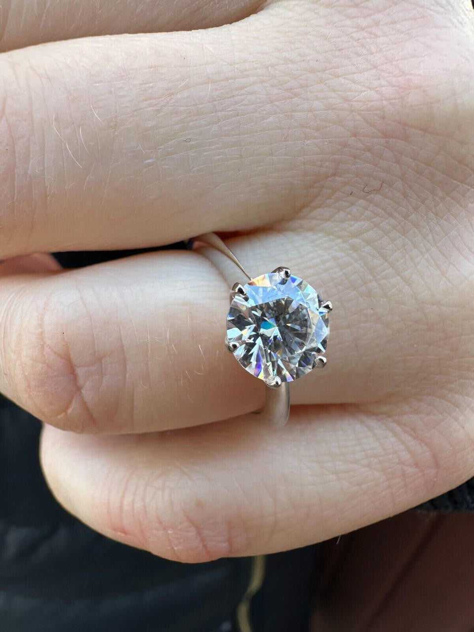 MOISSANITE Classic Solitaire Engagement Ring - 14k White Gold - 2ct