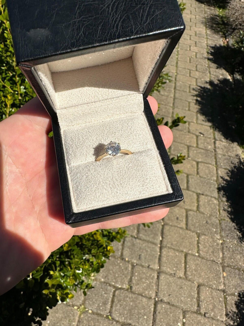 MOISSANITE Classic Solitaire Engagement Ring - 14k Yellow Gold - 2ct
