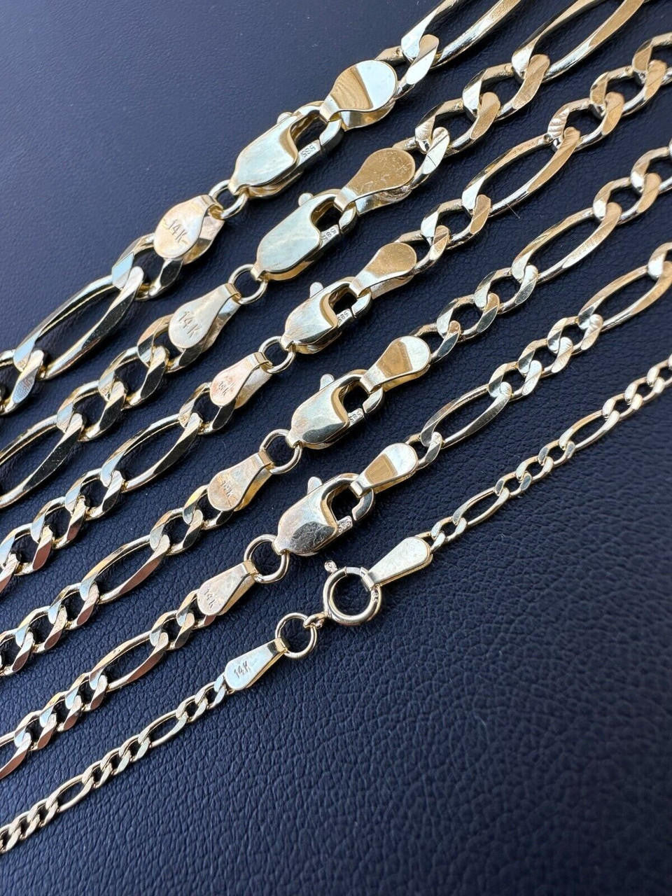 Figaro Link Chain Necklace - 14k Yellow Gold - 16"-24" - 2mm-7mm