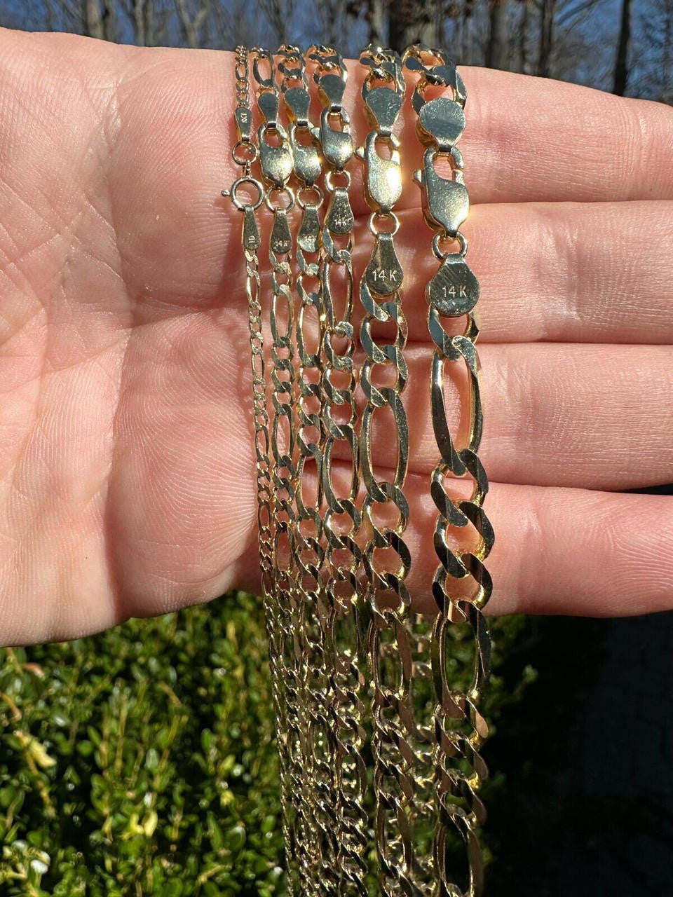 Figaro Link Chain Necklace - 14k Yellow Gold - 16"-24" - 2mm-7mm
