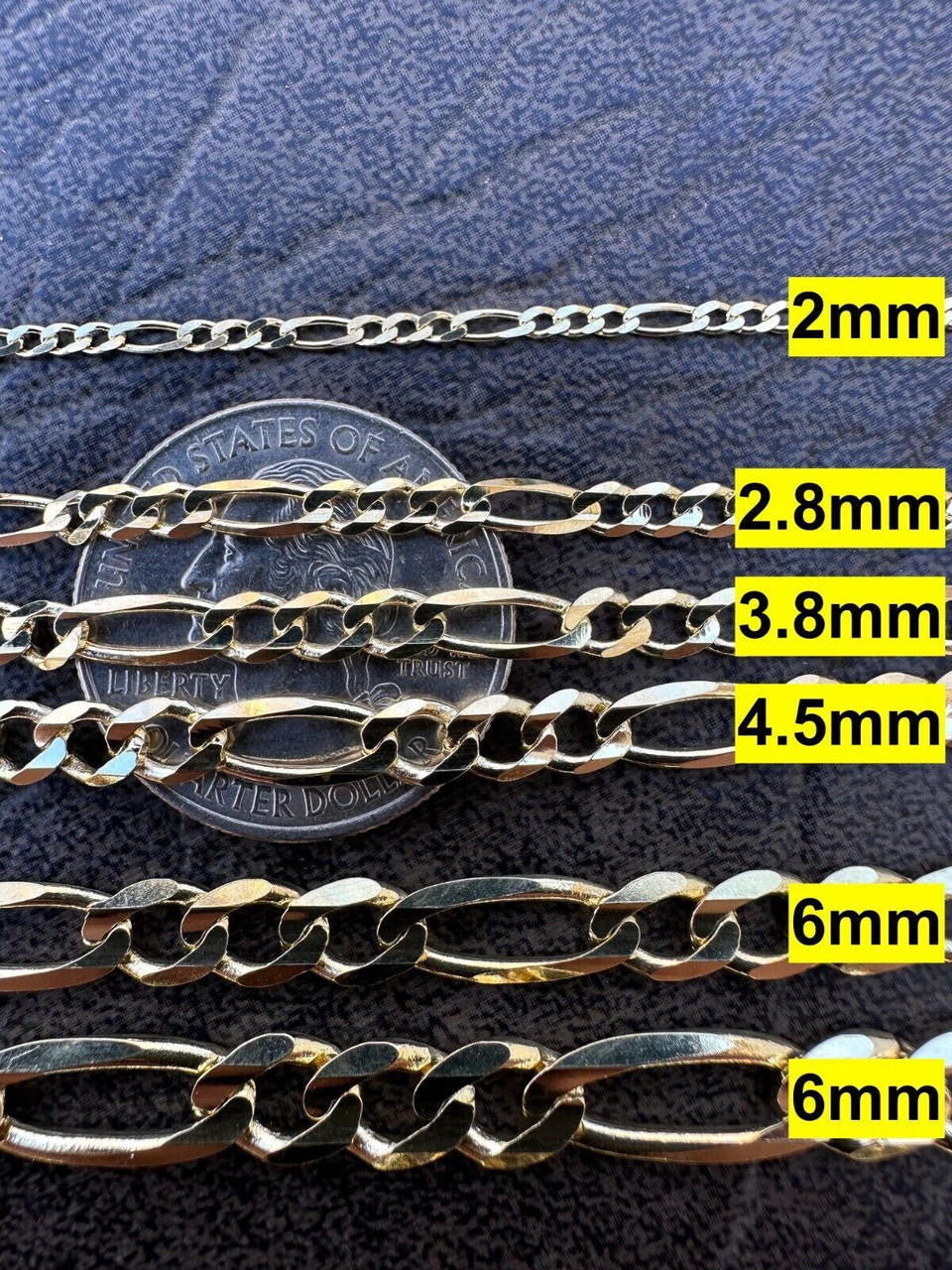 Figaro Link Chain Necklace - 14k Yellow Gold - 16"-24" - 2mm-7mm
