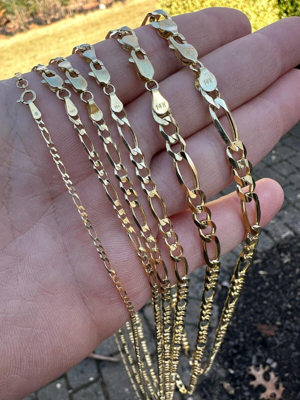 Figaro Link Chain Necklace - 14k Yellow Gold - 16"-24" - 2mm-7mm