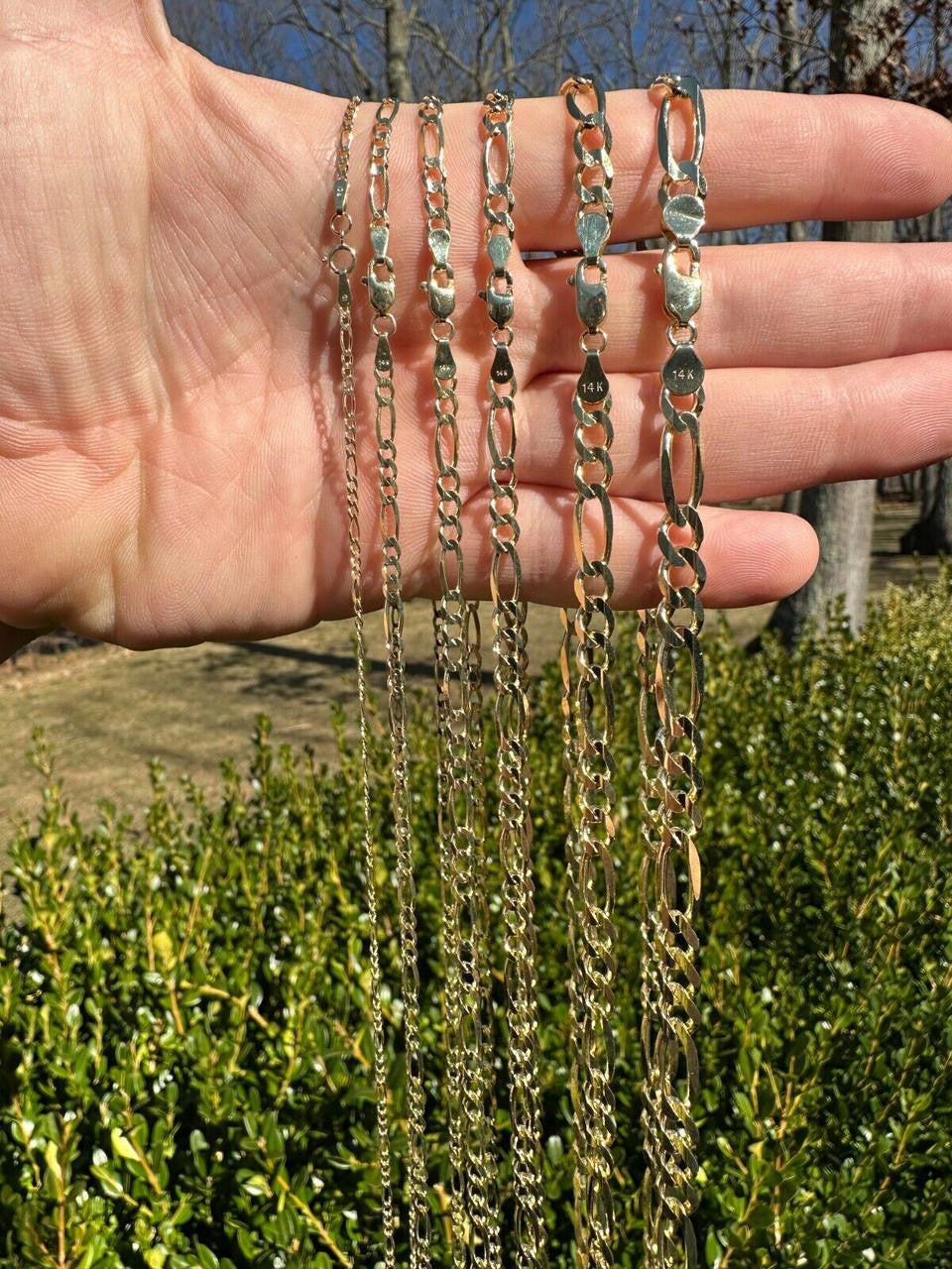 Figaro Link Chain Necklace - 14k Yellow Gold - 16"-24" - 2mm-7mm