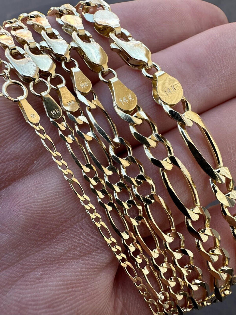 Figaro Link Chain Necklace - 14k Yellow Gold - 16"-24" - 2mm-7mm