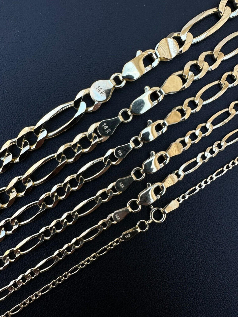Figaro Link Chain Necklace - 14k Yellow Gold - 16"-24" - 2mm-7mm