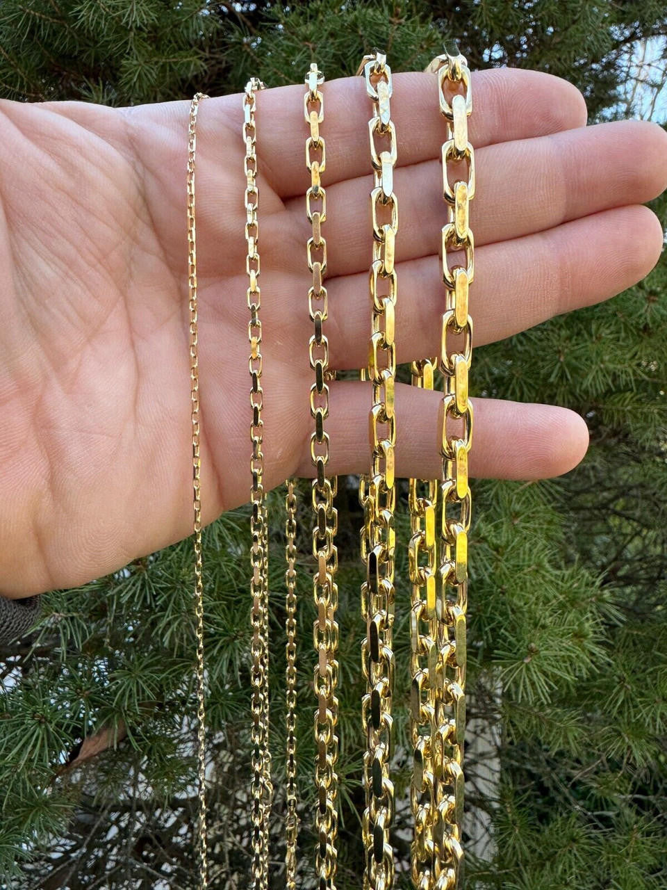 Hermes Rolo Link Chain Necklace Bracelet -  14k Yellow Gold - 7"-28" - 1.5mm-6mm