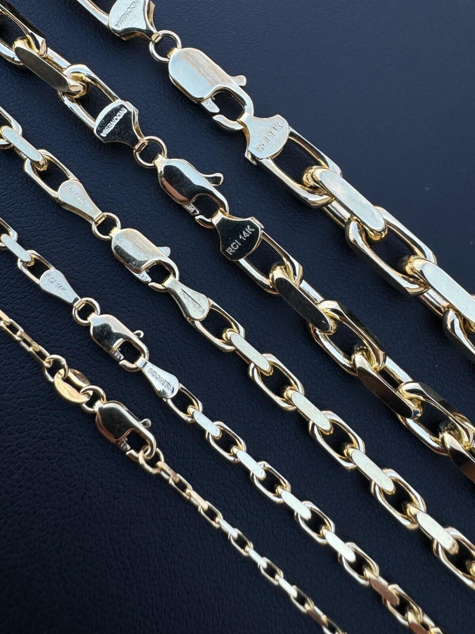Hermes Rolo Link Chain Necklace Bracelet -  14k Yellow Gold - 7"-28" - 1.5mm-6mm