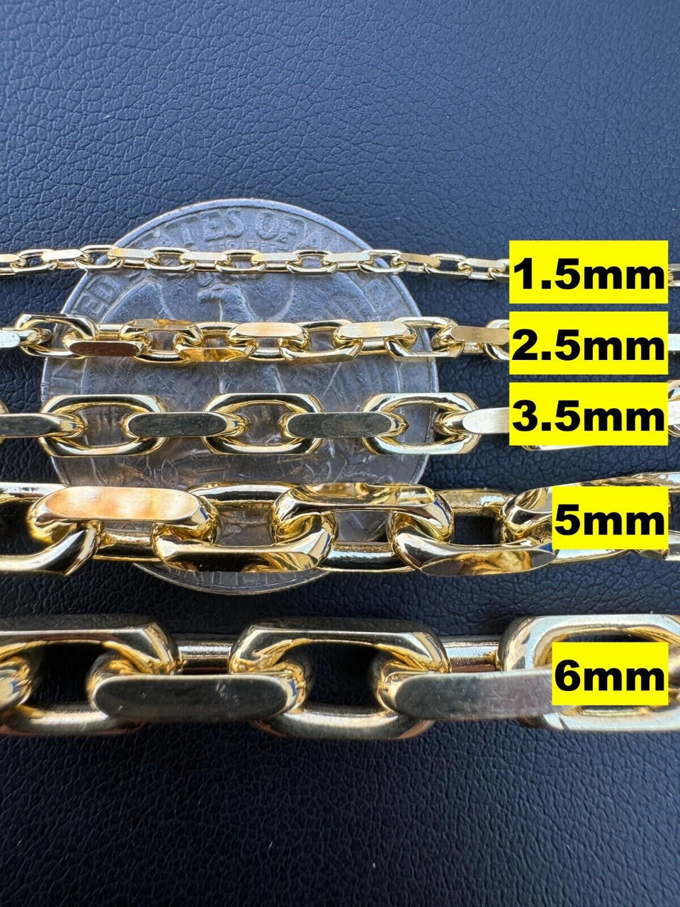 Hermes Rolo Link Chain Necklace Bracelet -  14k Yellow Gold - 7"-28" - 1.5mm-6mm